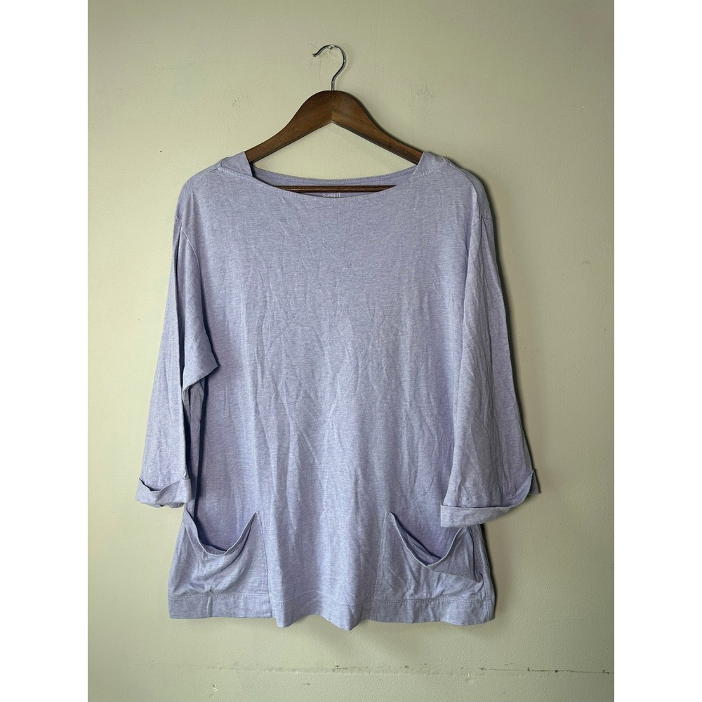 Pure Jill Relaxed Top Lavender Heathered Cotton Modal Pocket Tunic Small